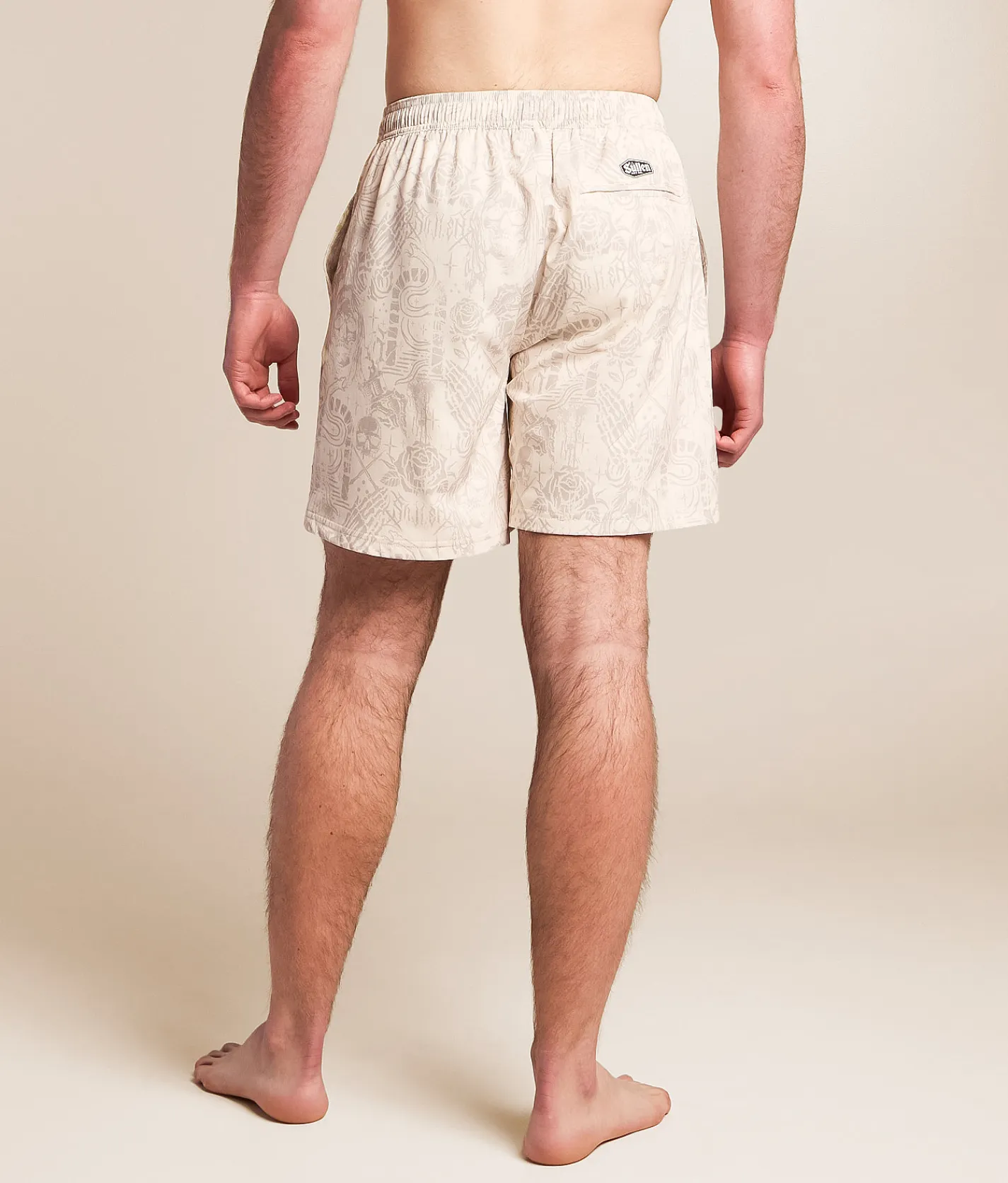 Bottoms|Swimwear | Sullen Creeping Death Stretch Swim Trunks Off White