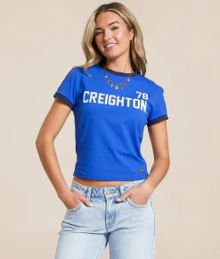 HYPE AND VICE Creighton Bluejays Baby Cropped T-Shirt Royal Blue Outlet