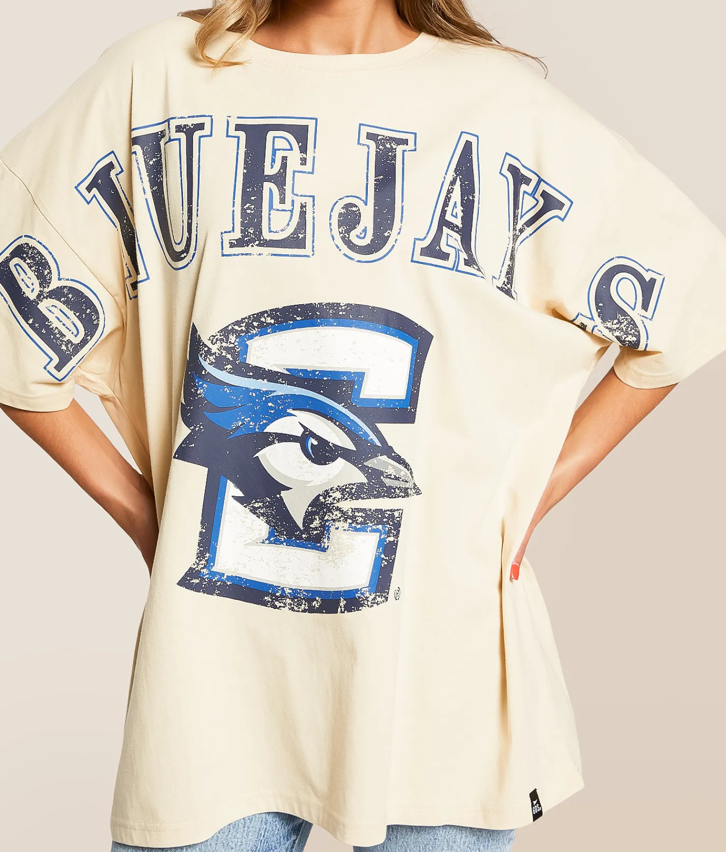Tops | Gameday SOCIAL® Creighton Bluejays Oversized T-Shirt Oatmeal