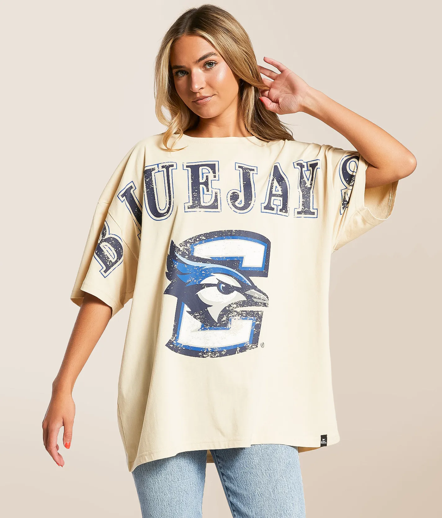 Tops | Gameday SOCIAL® Creighton Bluejays Oversized T-Shirt Oatmeal