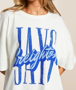 Tops | Gameday SOCIAL® Creighton Jays Oversized T-Shirt White