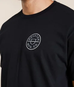 Graphic T-Shirts | Brixton Crest II T-Shirt Black Dark Sage Warm Grey