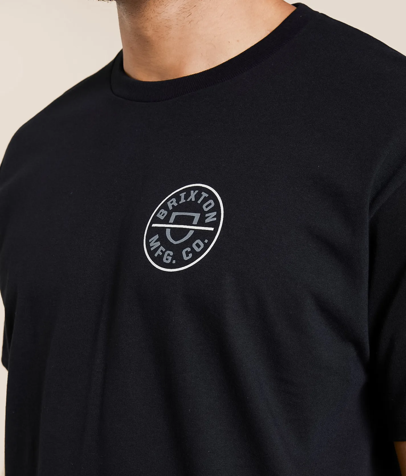 Graphic T-Shirts | Brixton Crest II T-Shirt Black Dark Sage Warm Grey
