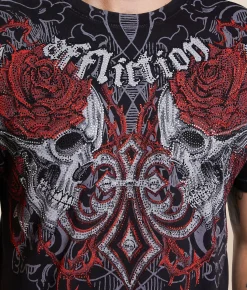 Tops|Graphic T-Shirts | Affliction Crimson Temple T-Shirt Black Lava Wash
