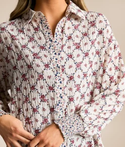 Daytrip Crinkle Floral Oversized Blouse Cream Multi Outlet