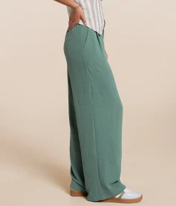 Bottoms | Willow & Root Crinkle Trouser Pant Agave Green
