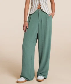 Bottoms | Willow & Root Crinkle Trouser Pant Agave Green