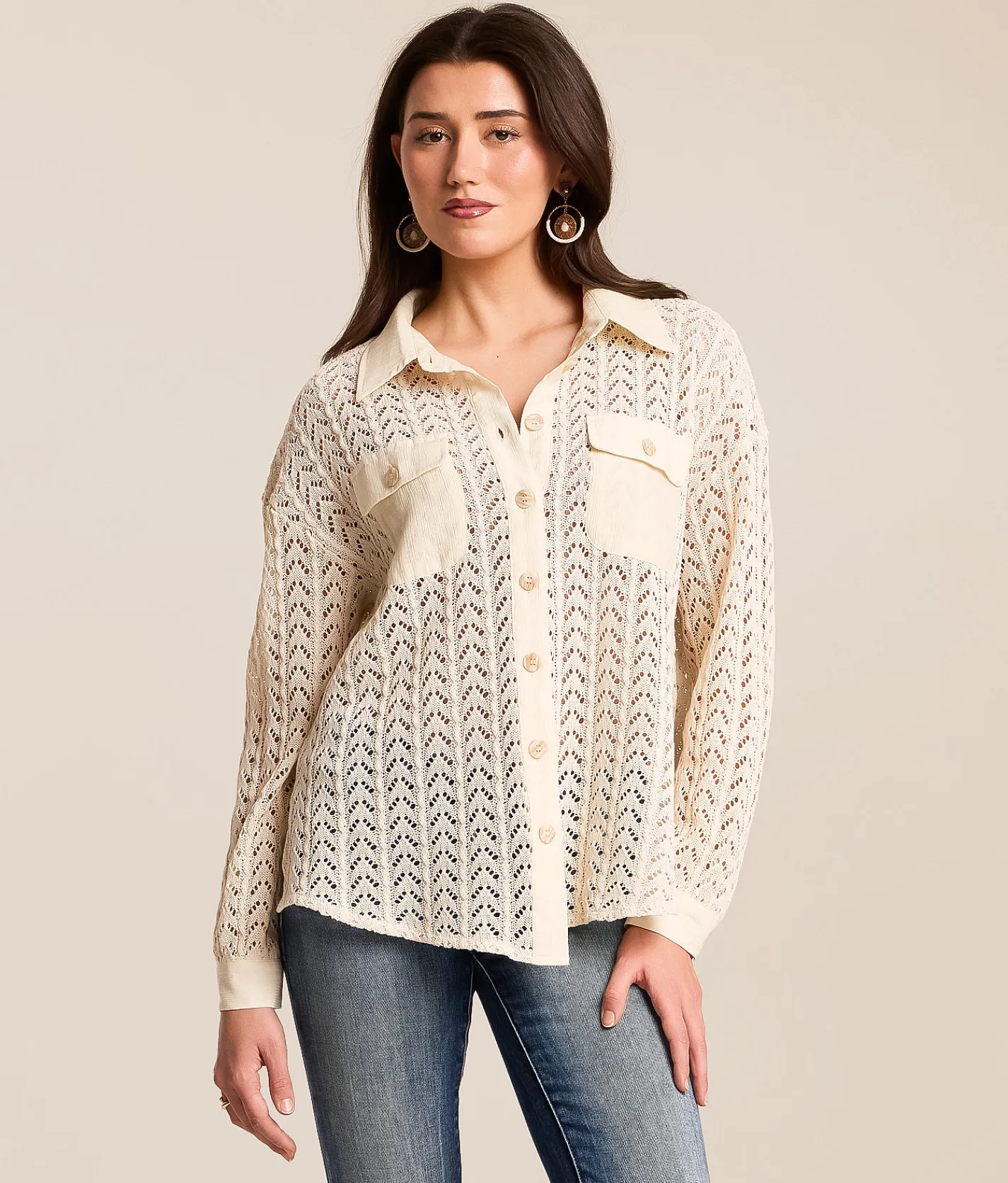 Tops | Miss Me Crochet Blouse Natural