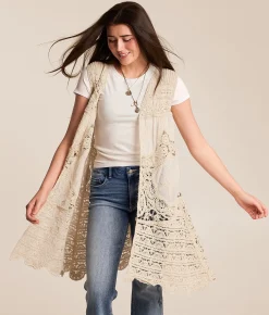 Tops | POL Crochet Cardigan - One Size Natural