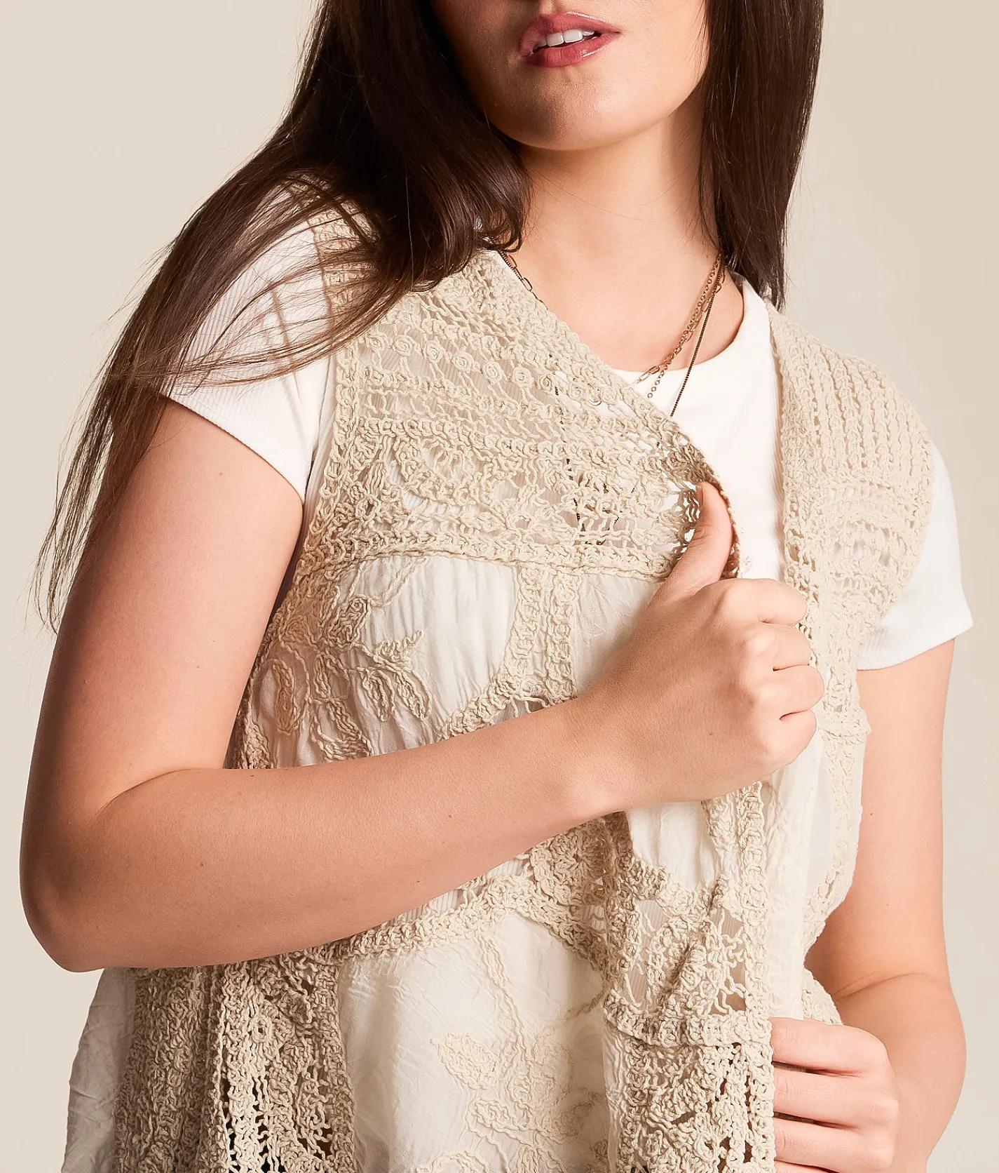 Tops | POL Crochet Cardigan - One Size Natural