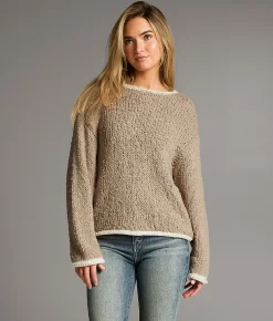 BKE Crochet Chenille Sweater Coral White Discount