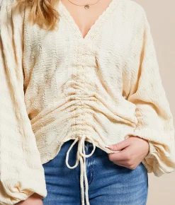 Tops | Daytrip Crochet Cinch Tie Top Natural