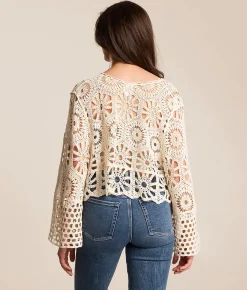 So Me Crochet Cropped Cardigan Natural Clearance