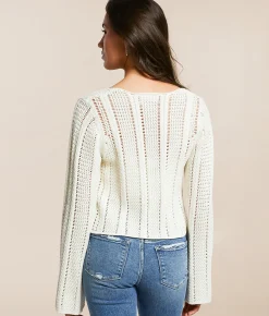 Willow & Root Crochet Cropped Cardigan Sweater Cream Sale