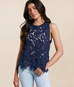 Tops | En Creme Crochet Fringe Tank Top Mood Indigo