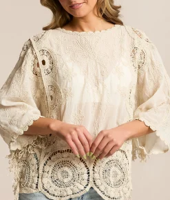 Tops | POL Crochet Fringe Top Natural