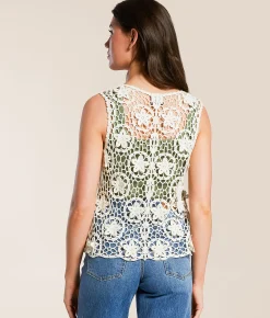 Daytrip Crochet Front Tie Tank Top Cream Sale