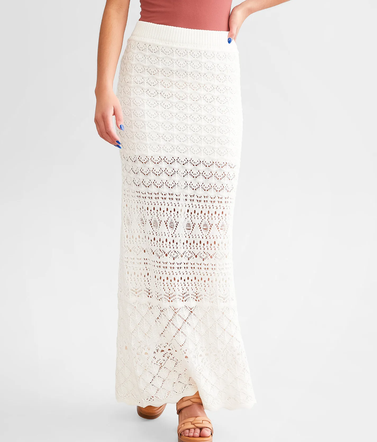Bottoms | Willow & Root Crochet Maxi Skirt Cream