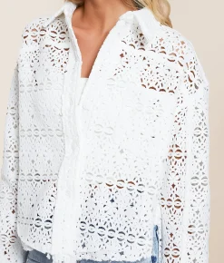 Tops|Coats & Jackets | Oli & Hali Crochet Shacket Peach
