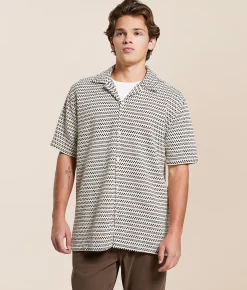 Fried Waters Crochet Shirt Brown & Ecru Online