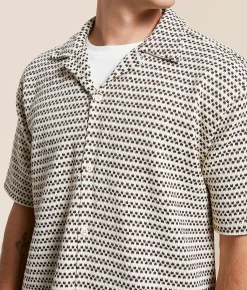 Fried Waters Crochet Shirt Brown & Ecru Online