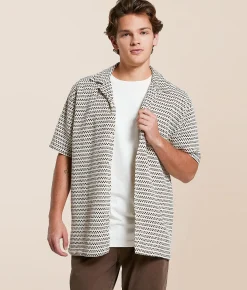 Fried Waters Crochet Shirt Brown & Ecru Online