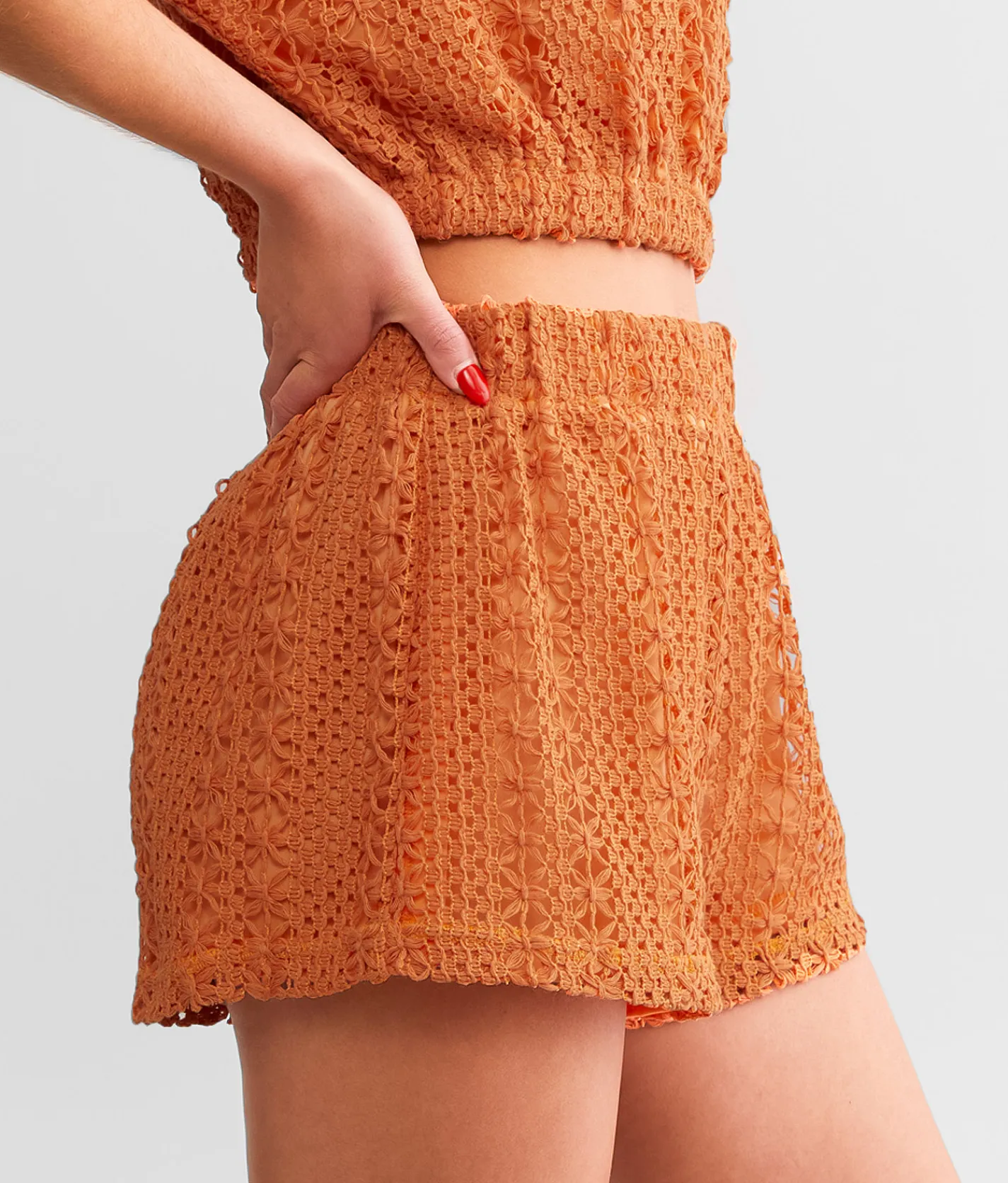 Bottoms|Shorts | Hyfve Crochet Short Light Orange