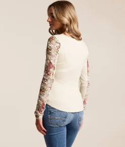 Tops | Willow & Root Crochet Square Neck Top Cream