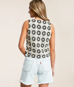 Tops|Coats & Jackets | Willow & Root Crochet Stitch Vest Black Cream
