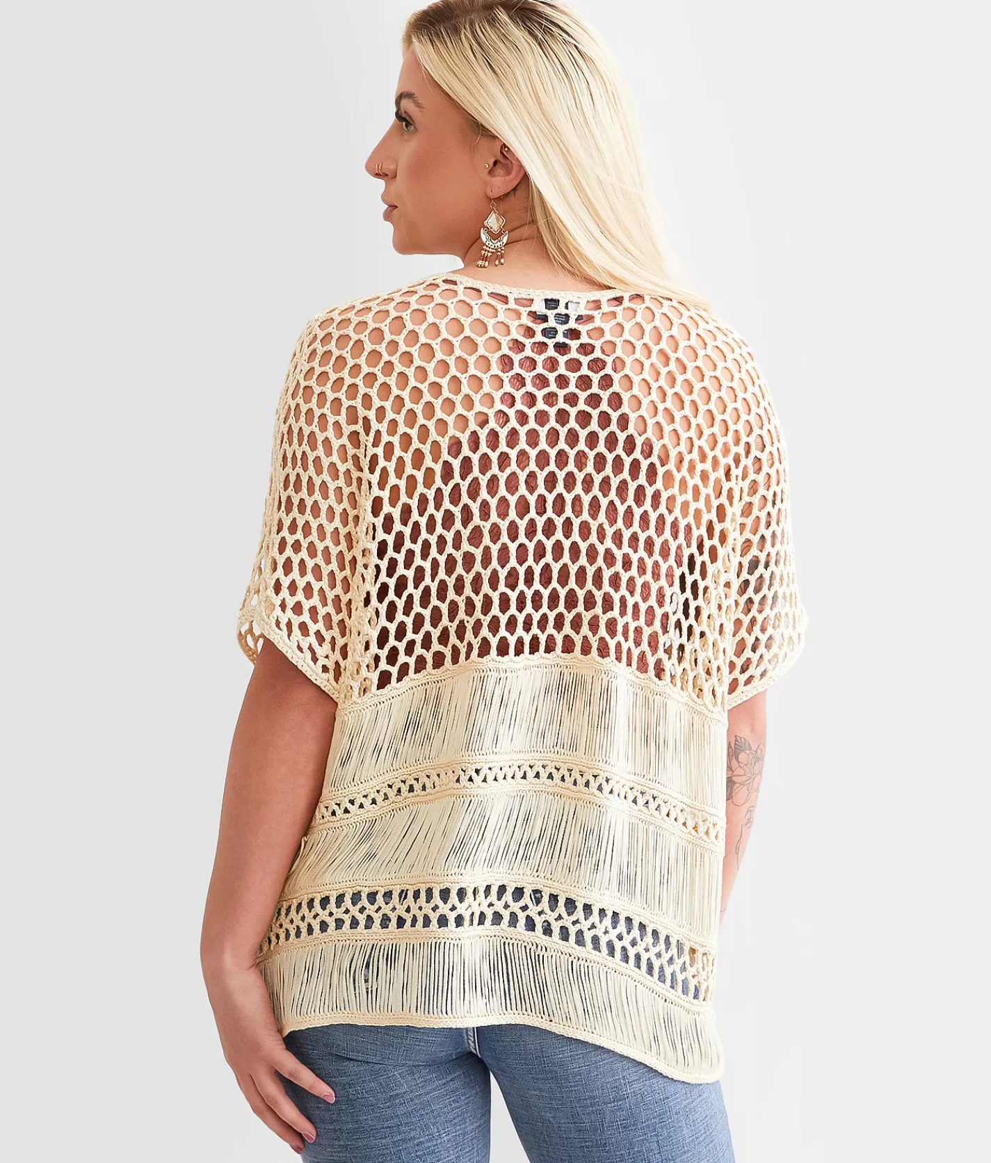 Daytrip Crochet Sweater Cream Sale