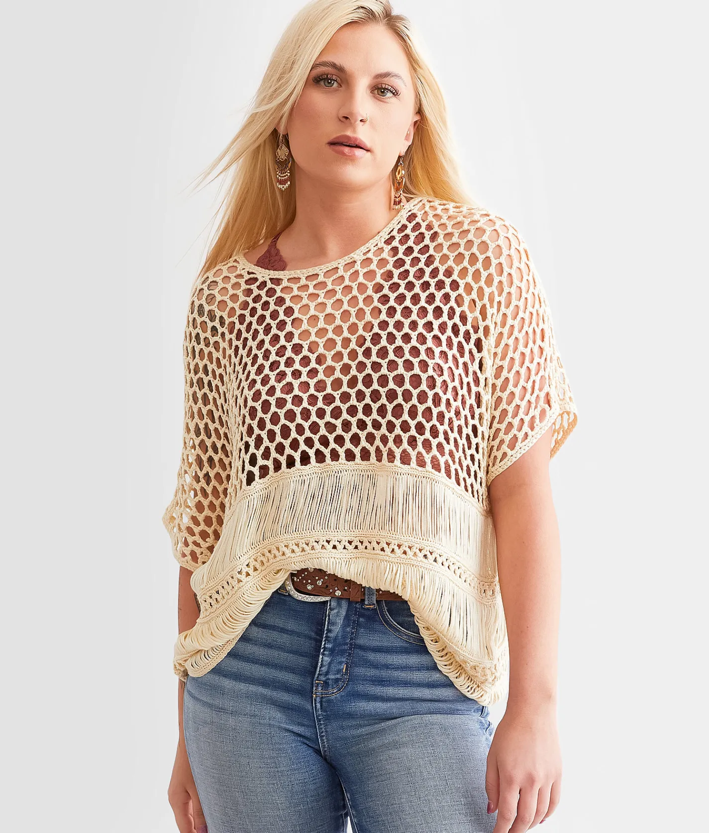 Daytrip Crochet Sweater Cream Sale