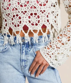 Tops | Willow & Root Crochet Sweater Cream