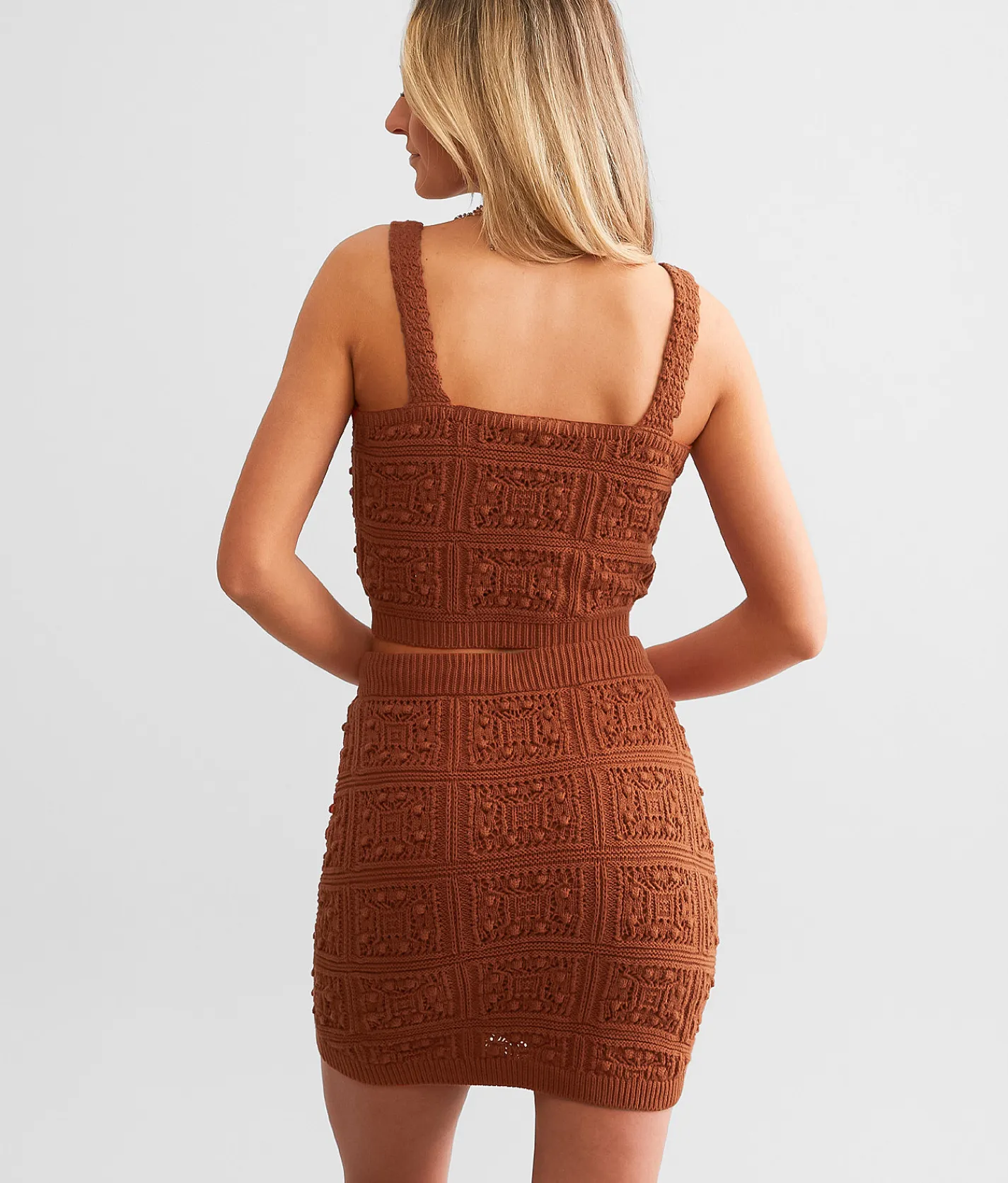 Bottoms | Willow & Root Crochet Sweater Mini Skirt Rust
