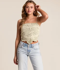 Miss Me Crochet Tank Top Mint Green Discount