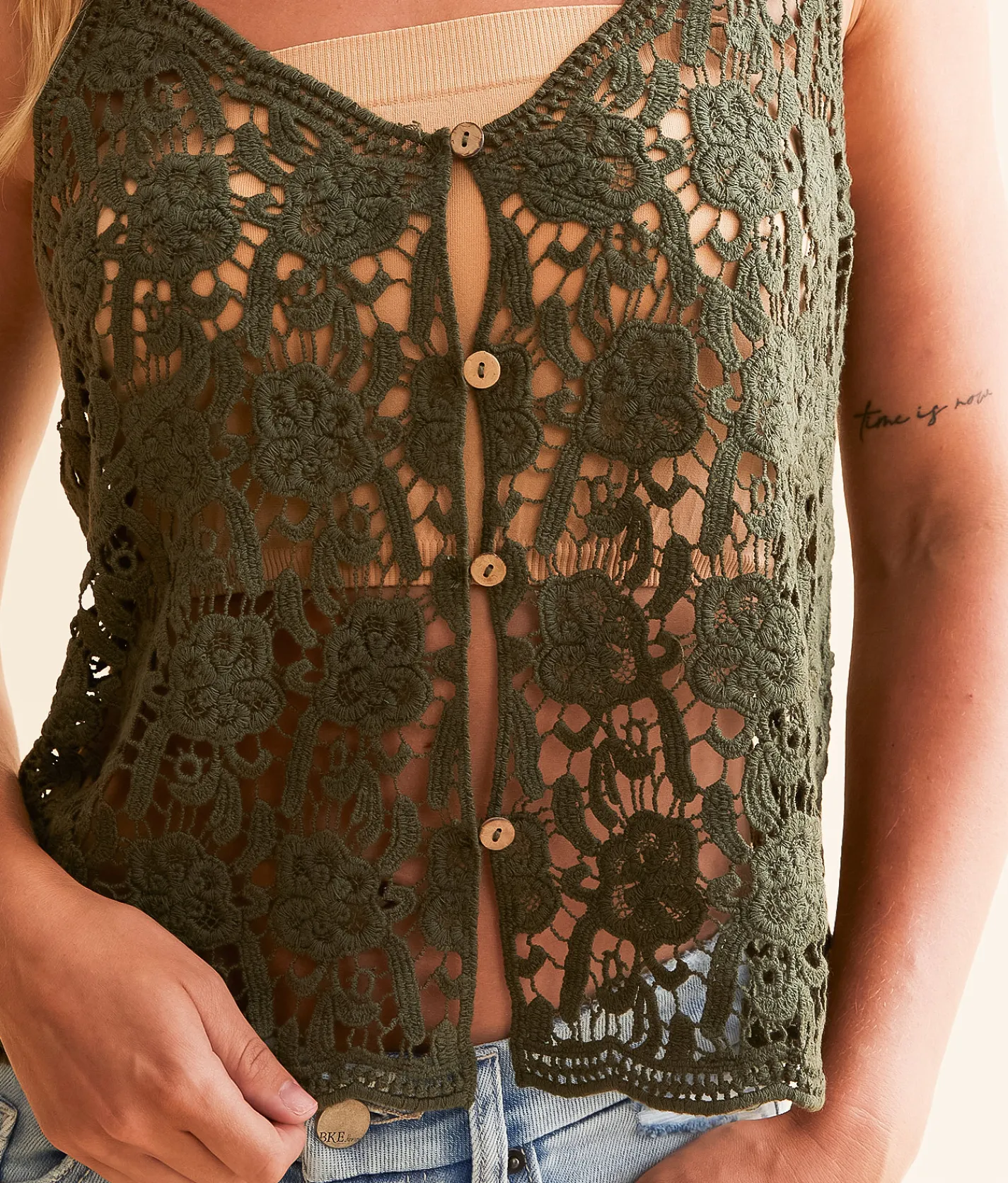 Tops | Daytrip Crochet Tank Top Thyme