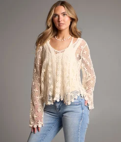 Tops | BKE Crochet Top Cream