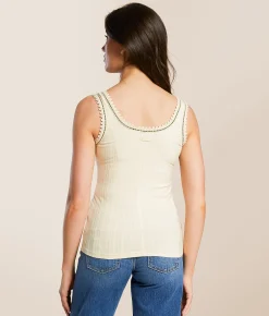 Tops | Miss Me Crochet Trim Tank Top Cream