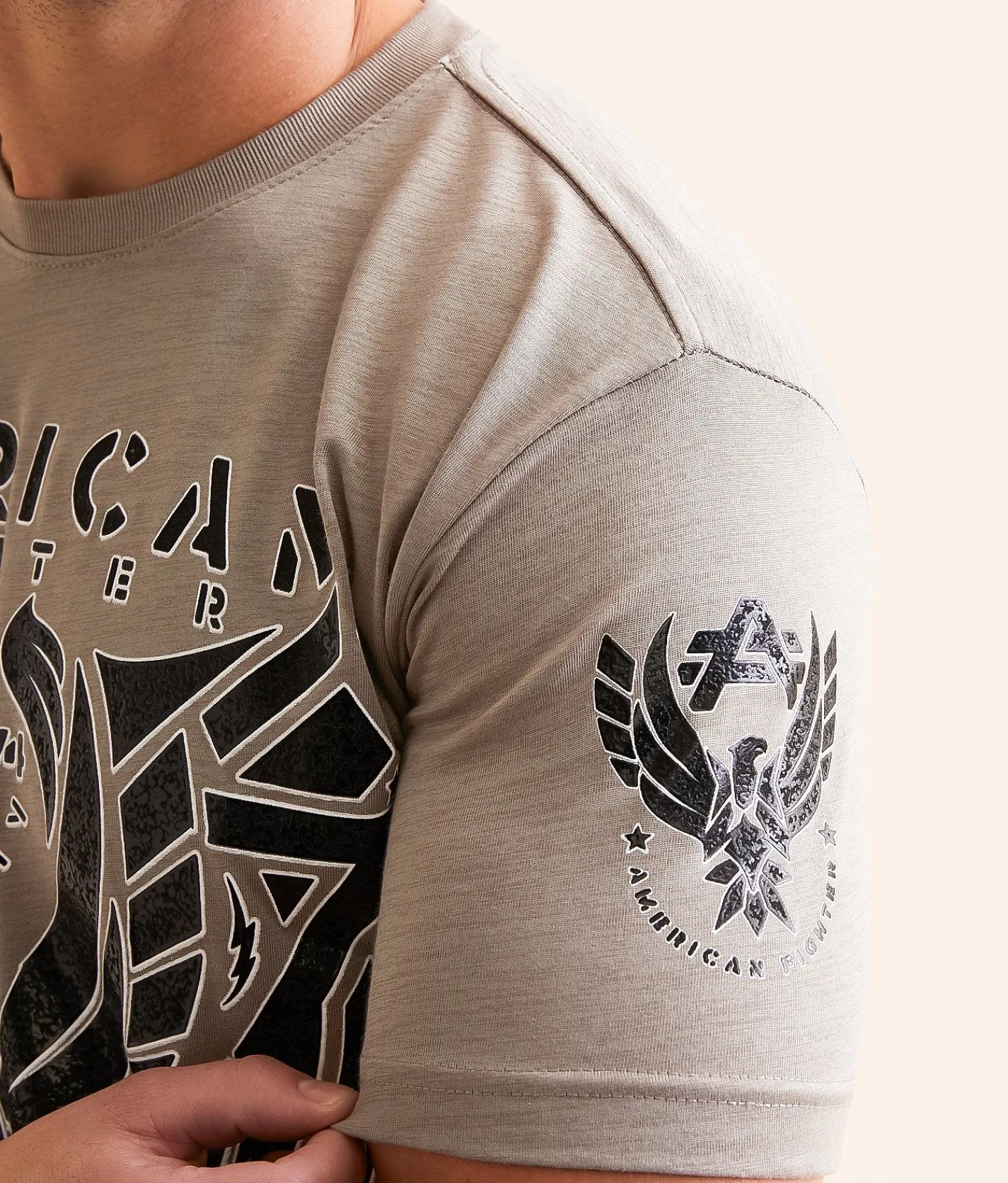 American Fighter Crofton T-Shirt Taupe Lt Grey Discount