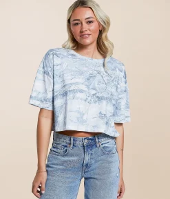 Tops | Gilded Intent Cropped Camo T-Shirt Blue Camo