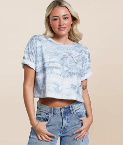 Tops | Gilded Intent Cropped Camo T-Shirt Blue Camo