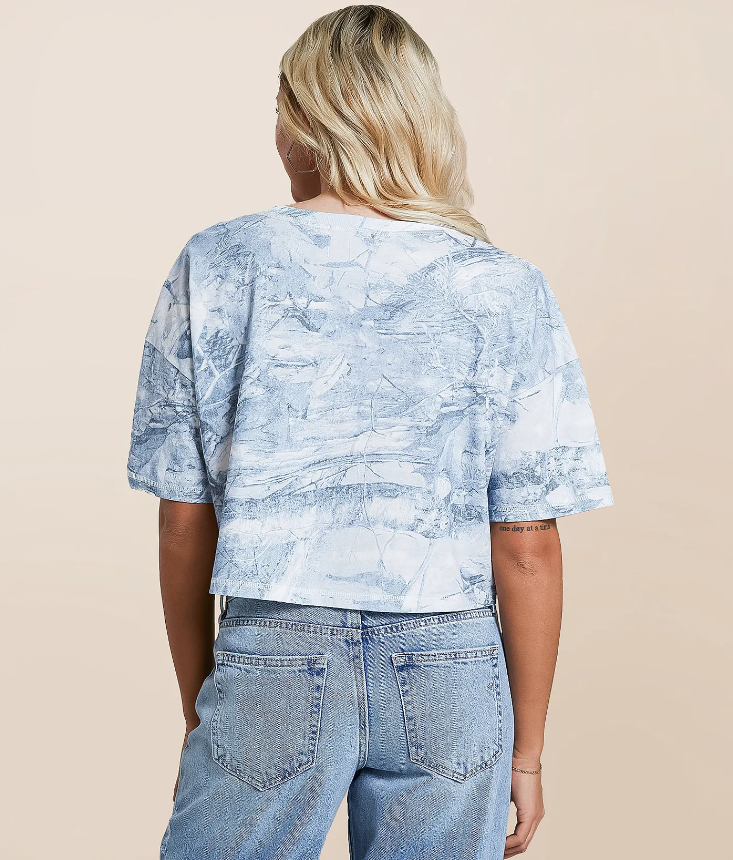 Tops | Gilded Intent Cropped Camo T-Shirt Blue Camo