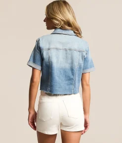 Tops | HIDDEN Cropped Denim Stretch Shirt Medium