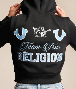 Tops | True Religion Cropped Hoodie Jet Black