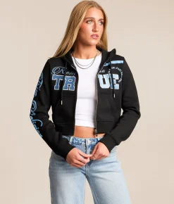 Tops | True Religion Cropped Hoodie Jet Black