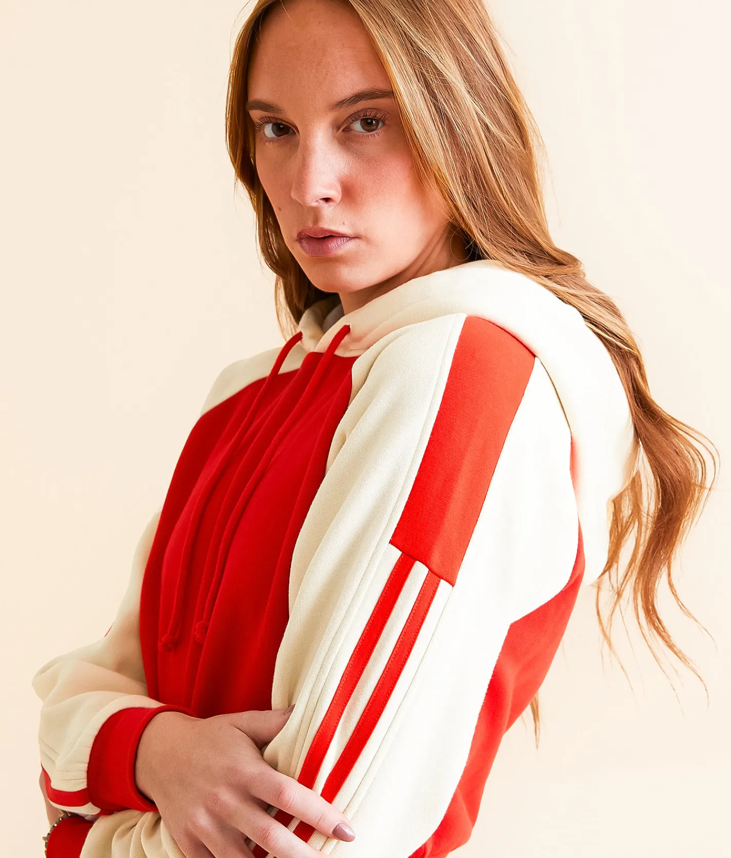 Tops | FITZ + EDDI Cropped Raglan Sleeve Hooded Sweatshirt High Risk Red