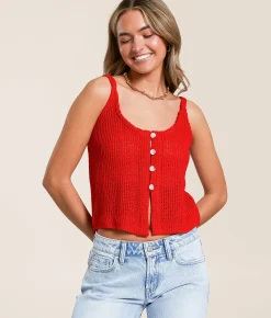 Tops | Willow & Root Cropped Sweater Tank Top High Risk Red