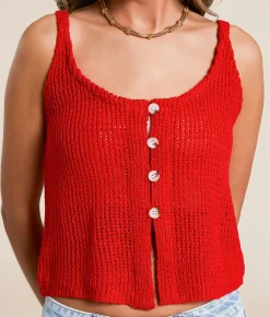Tops | Willow & Root Cropped Sweater Tank Top High Risk Red