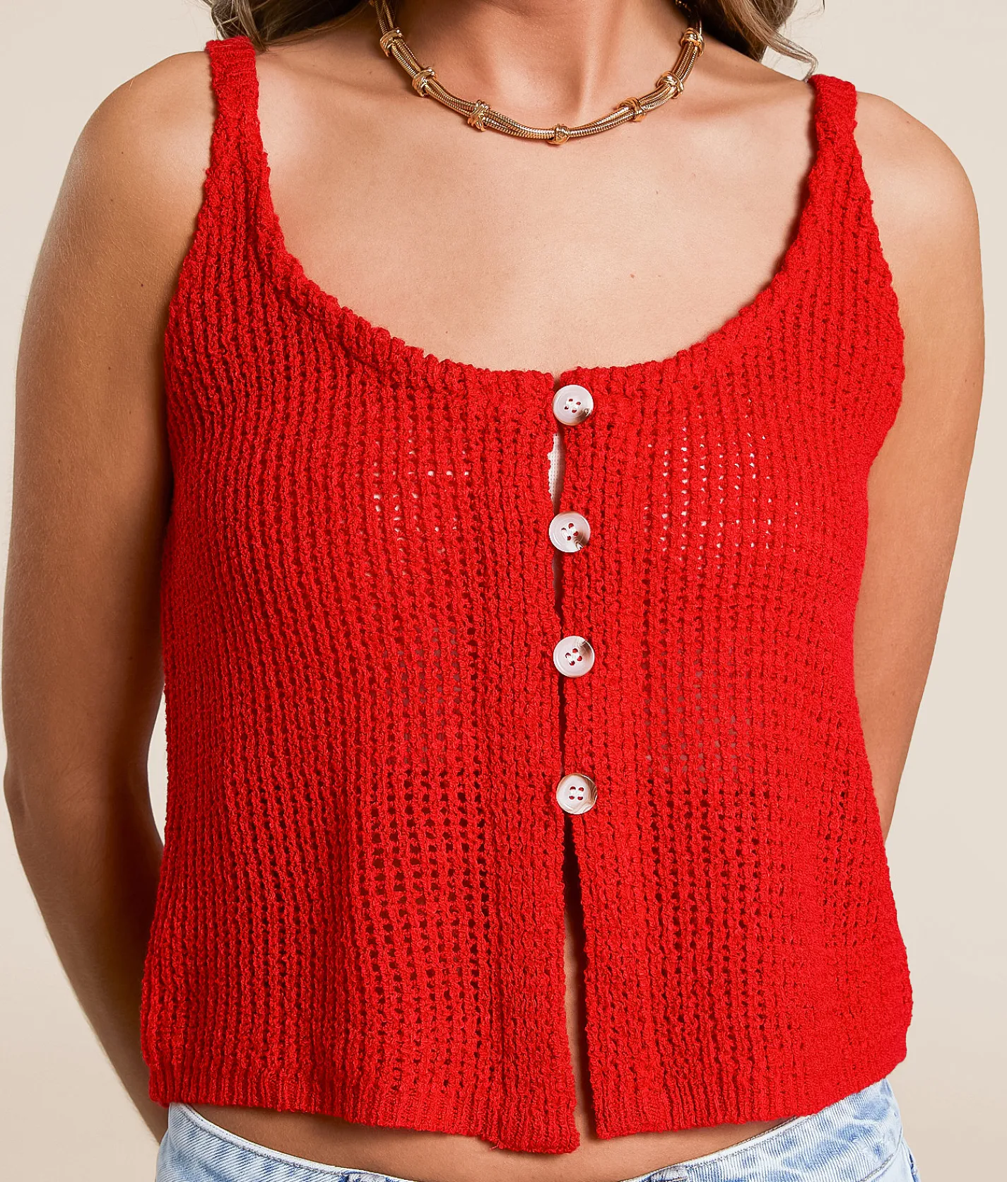 Tops | Willow & Root Cropped Sweater Tank Top High Risk Red