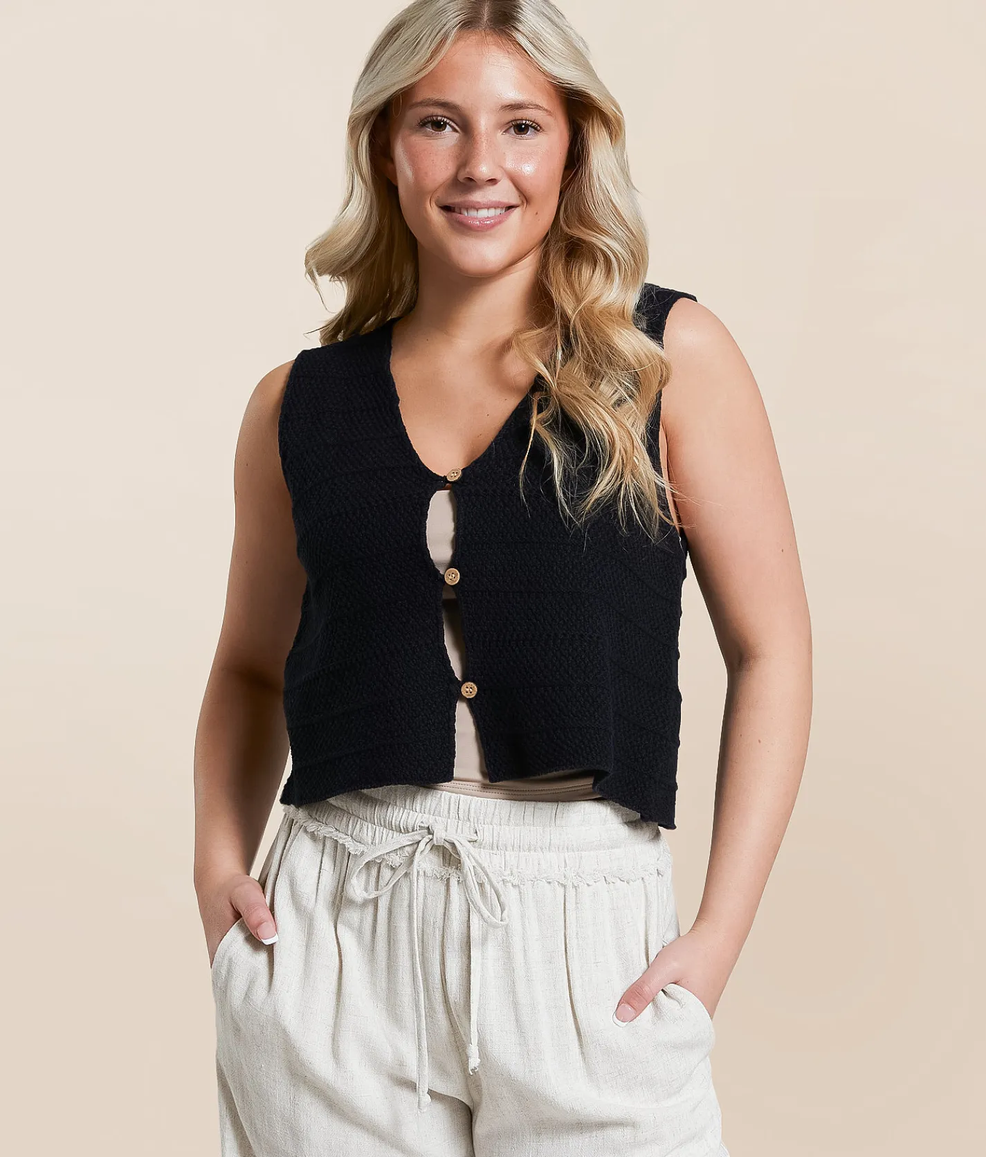 Tops | Double Zero Cropped Sweater Tank Top Alpaca