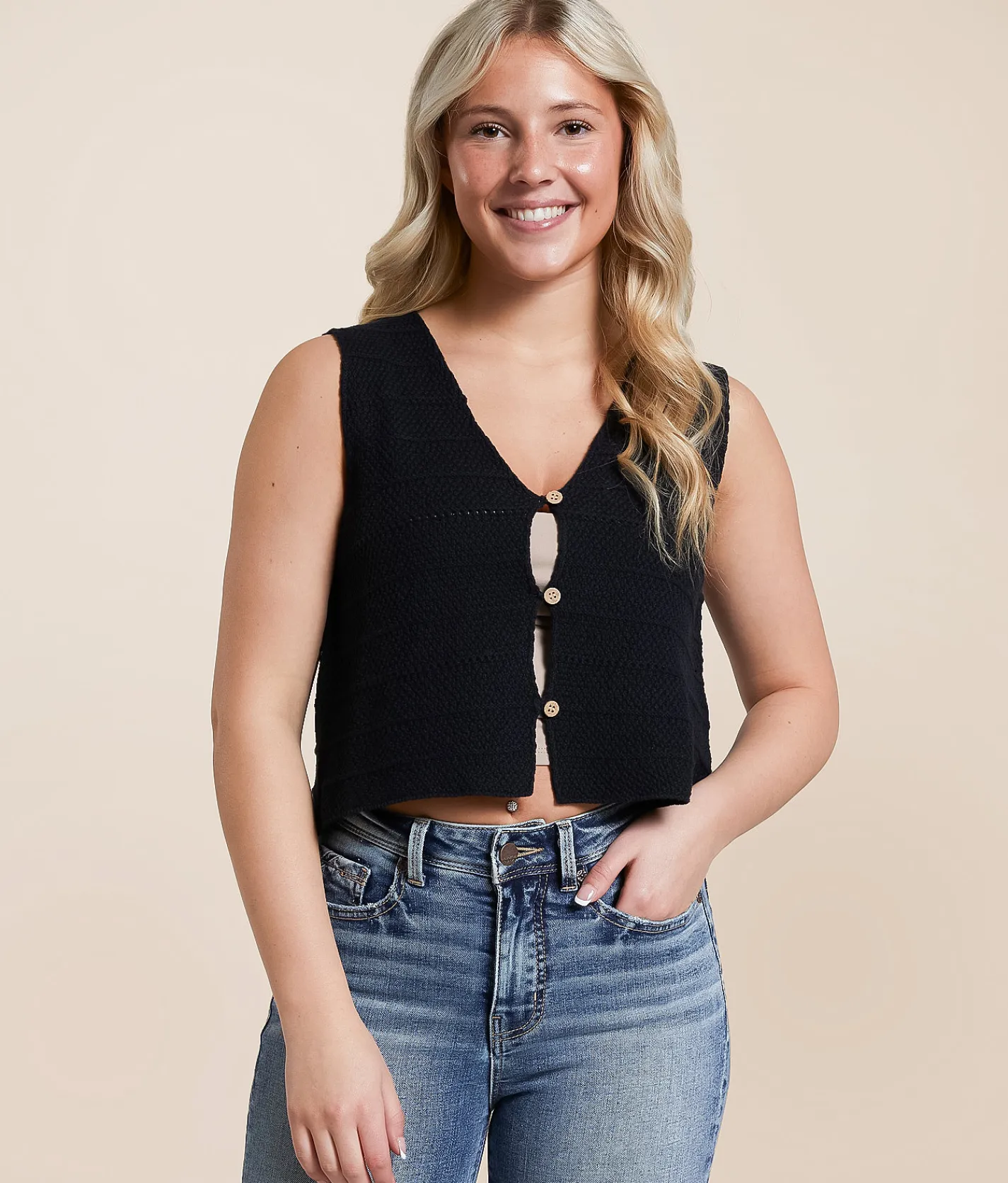 Tops | Double Zero Cropped Sweater Tank Top Alpaca
